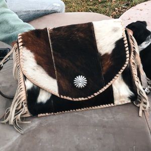 Handmade cowhide fringe crossbody bag/purse